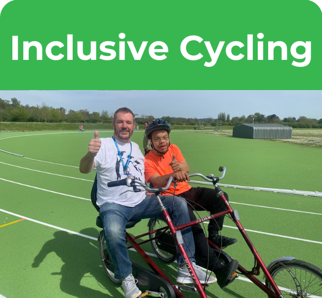 inclusive cycling, two people on an adaptive bike marlow and aylesbury